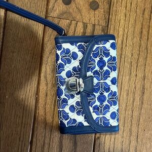 Vera Bradley Blue Floral Wristlet